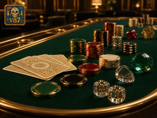 Antarmuka permainan V87 Casino dengan navigasi yang rapi